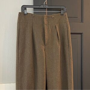 Banana Republic Nessa Wool Straight Trousers - Heather Olive Green - Size 4